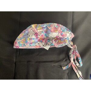 Hello Kitty Scrub Cap Bouffant Tie Back Pink Pastel Hello Kitty Faces